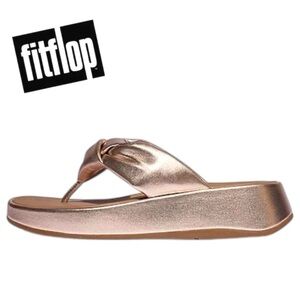 Fitflop Women’s Metallic Rose Gold F-Mode Knot Soft‎ Leather Sandals - Size 9